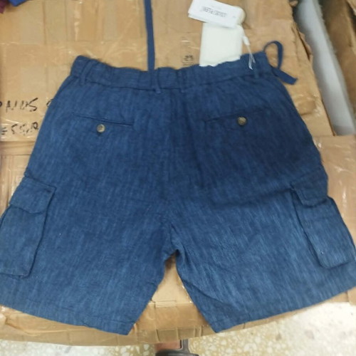 Cargo linen men's shorts NS-7779 new, sizes 30-40, blue