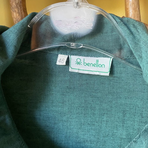 Benetton women's shirt like new, green cotton, long sleeve