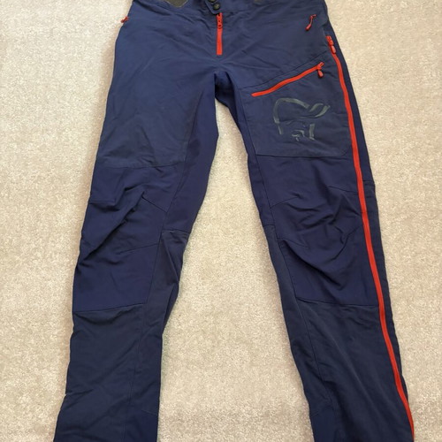 Norrona Fjørå Flex1 stretch hybrid women's pants, size S, blue and purple