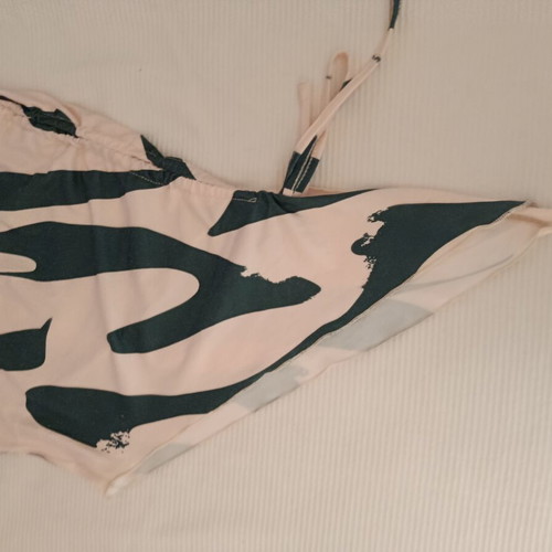 Shein Strapless Asymmetric Blouse S used, white and dark green