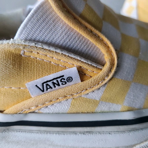 Vans Asher Slip On used athletic shoes size 37, white and yellow