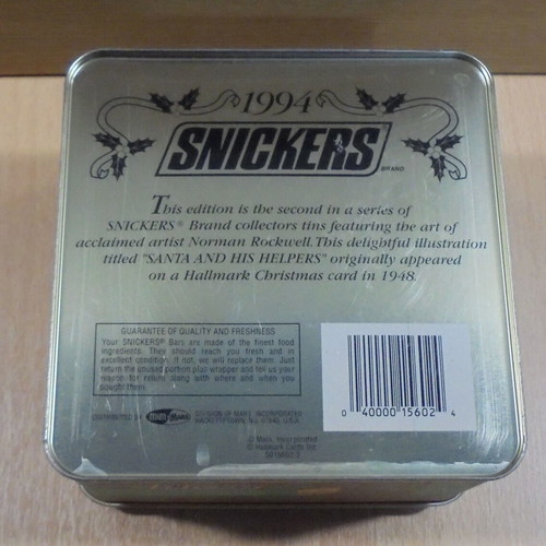 Snickers old promotional metal tin used, Christmas edition 1994