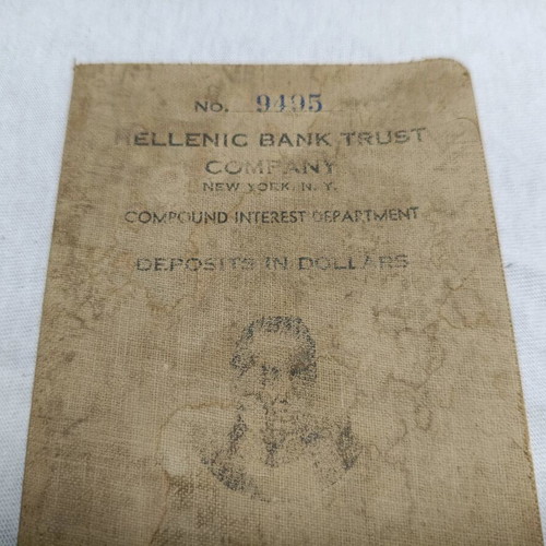 Hellenic Bank Trust Company deposit book used, New York 1942