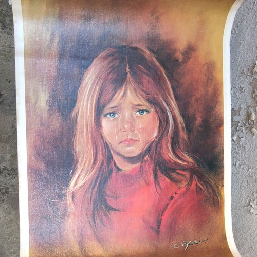 Vintage painting "Katie" by Carlo Parisi, used, large size