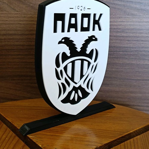 PAOK logo new with stand, 3D printed plastic