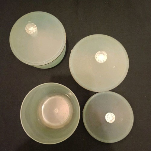 Set of 3 plastic jars with lids used, sky blue