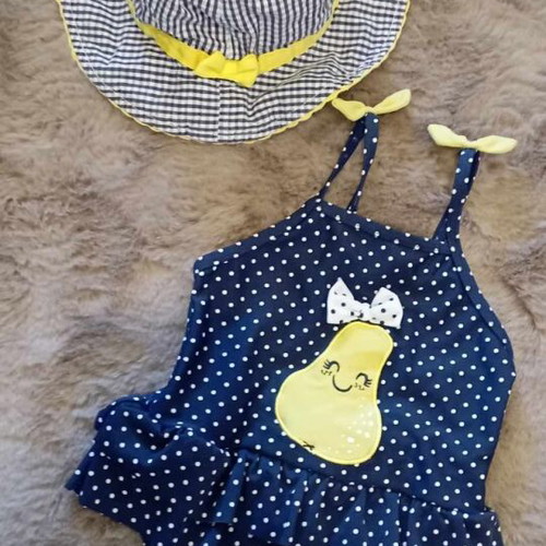 Baby one-piece swimsuit and hat for 18 months like new
