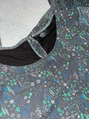 Black airy dress with floral pattern, like new, size L
