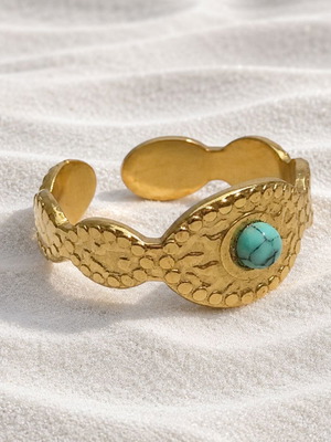 Ring with turquoise stone stainless steel new