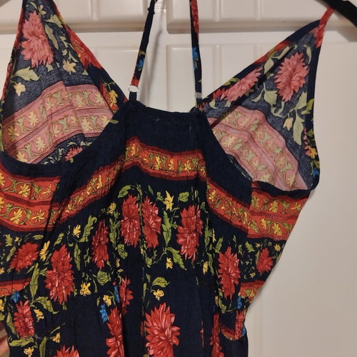 Summer dress used, large, long with cross back and elastic under bust