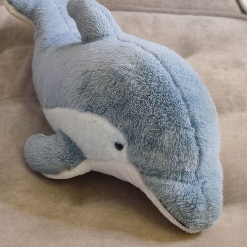 Large plush dolphin 65cm like new, blue and gray