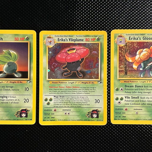 Gym Heroes Pokémon cards pack of 3: Erika’s Oddish, Gloom, Vileplume