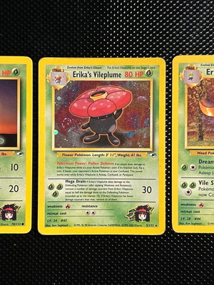 Gym Heroes Pokémon cards pack of 3: Erika’s Oddish, Gloom, Vileplume