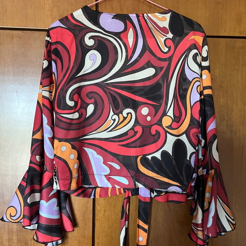 Desiree crop top blouse with satin matte texture and tie new