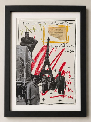 Πρωτότυπο κολάζ mixed media με Πύργο του Άιφελ Α4 καινούργιο