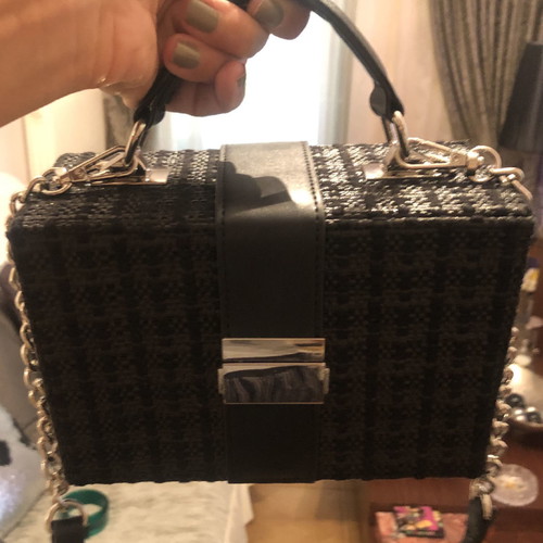 Zara rattan black crossbody bag used with chain