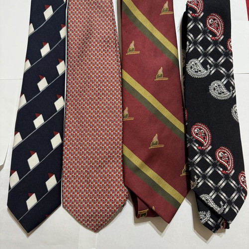 Vintage tie set of 4 used, Pagoni Maison de Couture and retro prints