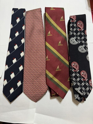 Vintage tie set of 4 used, Pagoni Maison de Couture and retro prints