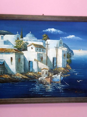 Oil painting Kykladitiko Topio III like new, G. Nomikos