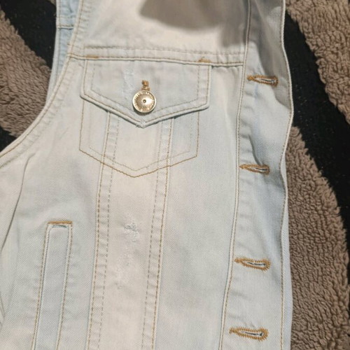 Pink Woman denim sleeveless vest new, turquoise, size S