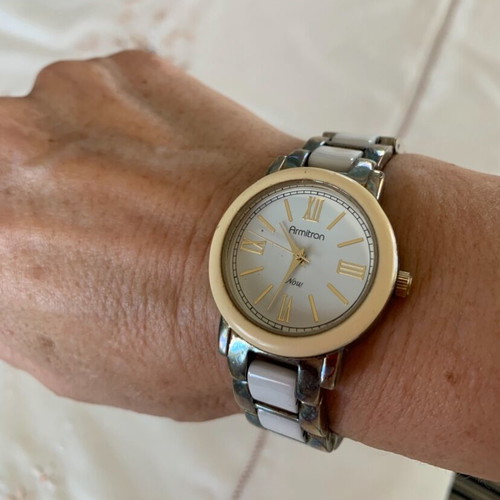 Armitron women's watch with two-tone metal bracelet, like new