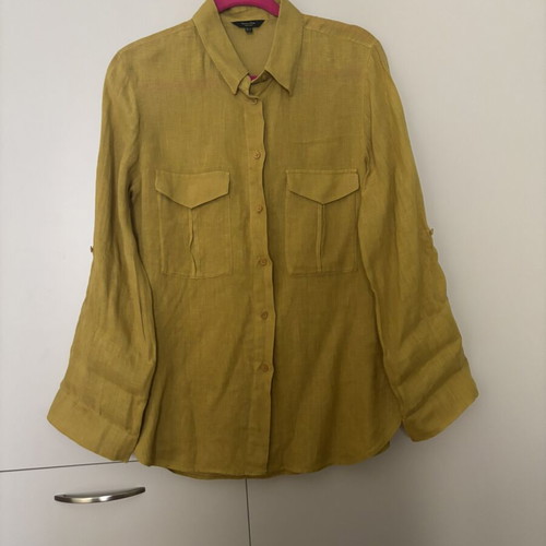 Linen shirt Massimo Dutti like new, mustard olive tone, size M