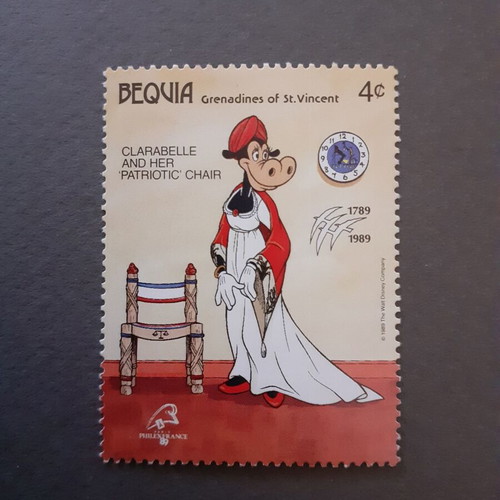 Bequia Grenadines of St. Vincent Walt Disney Philexfranc 1989 stamp set, 6 pieces