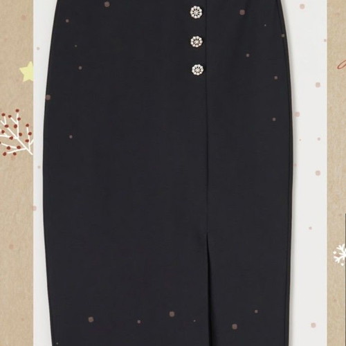 Midi black skirt new with silver buttons