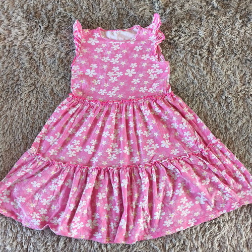 Prenatal pink children's dress with white flowers, like new, size 128cm