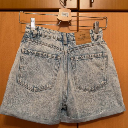 Stradivarius high-waisted denim shorts like new, blue cotton