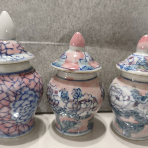 Vintage Chinese Porcelain Ginger Jars Set of 5, 11cm, like new