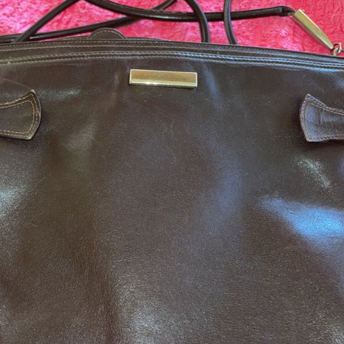 Brown leather Napa bag used with multiple compartments