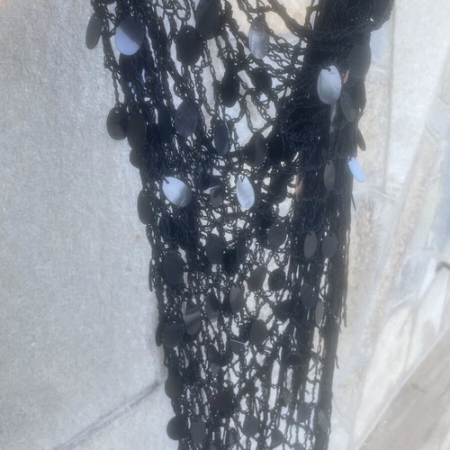 Decoro beach pareo with fringes, black, new