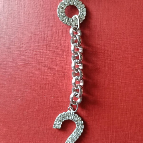 Silver necklace Joker with thick chain and question mark pendant like new