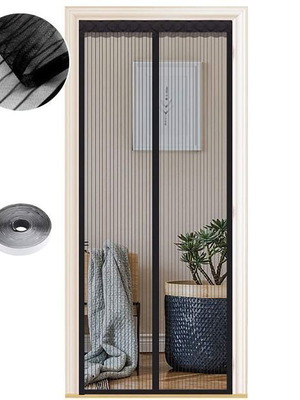 Magnetic door screen 95 x 205 cm black, mosquito protection