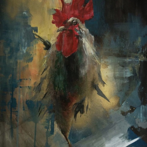 Rooster acrylic painting new, handmade artwork