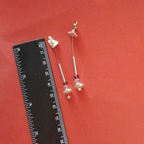Y2K Silver Long Earrings with Crystals like new
