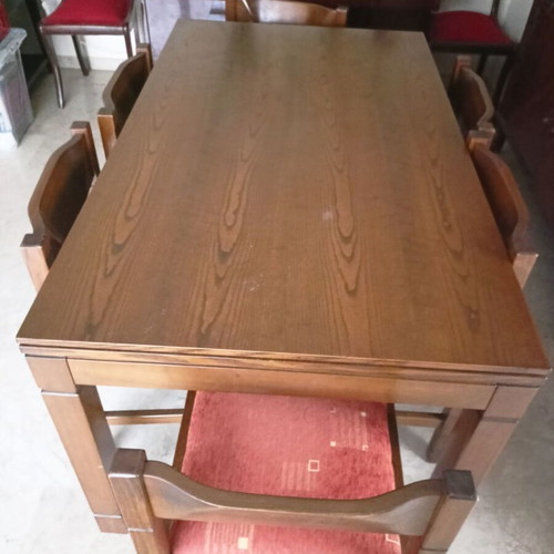 Solid wood dining set used with 6 chairs, extendable