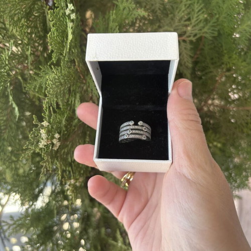 Pandora ring 191002CZF like new with white and light blue stones, size 54
