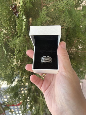Pandora ring 191002CZF like new with white and light blue stones, size 54