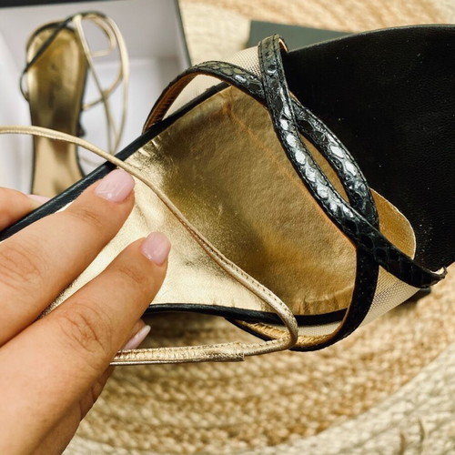 Pelle Moda Di Beatrice lace-up high-heels like new, black and gold