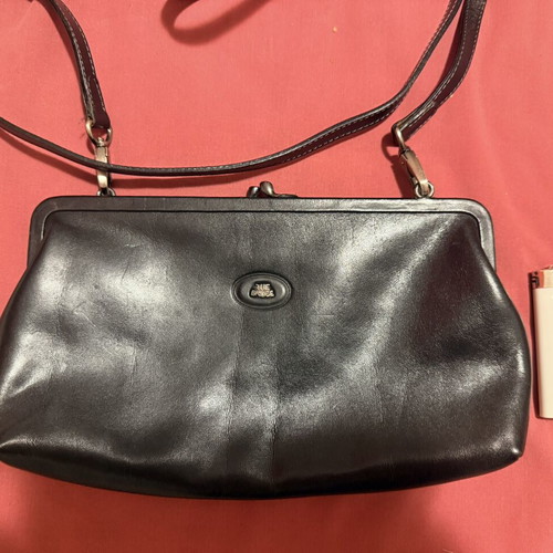 The Bridge Firenze vintage leather shoulder bag like new, crossbody kiss-lock