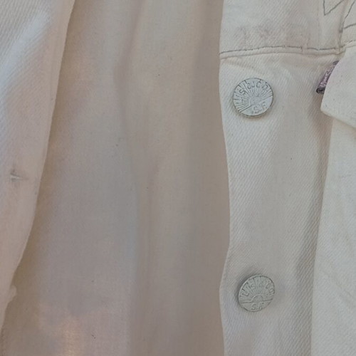 Levi's White Denim Jacket Like New With Embroidered Back Design