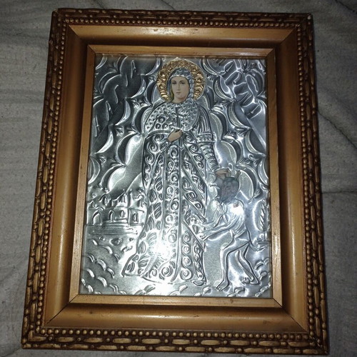Icon of Saint Marina handmade, 1970s, used, 20x25 cm