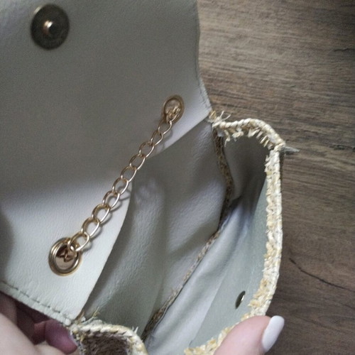 Straw crossbody bag like new, beige and gold