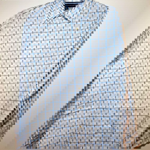 Αυθεντικό Tommy Hilfiger ανδρικό πουκάμισο καρό μπλε, μέγεθος M.