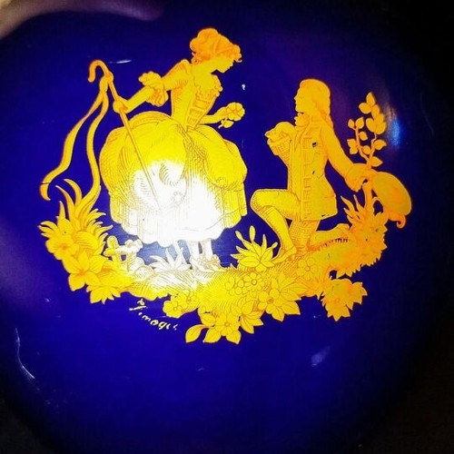 Limoges porcelain vase like new, dark purple with gold details