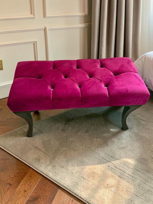 Velvet Chesterfield Bench Pouf Fuchsia 90x40x53cm new