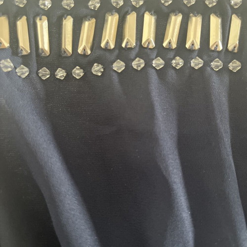 Strapless dress used with silver beads, dark blue, Pink Woman, small