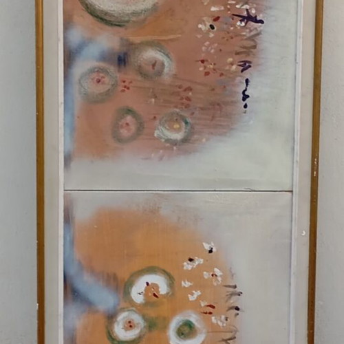 M. Veloudiou abstract oil painting diptych on canvas